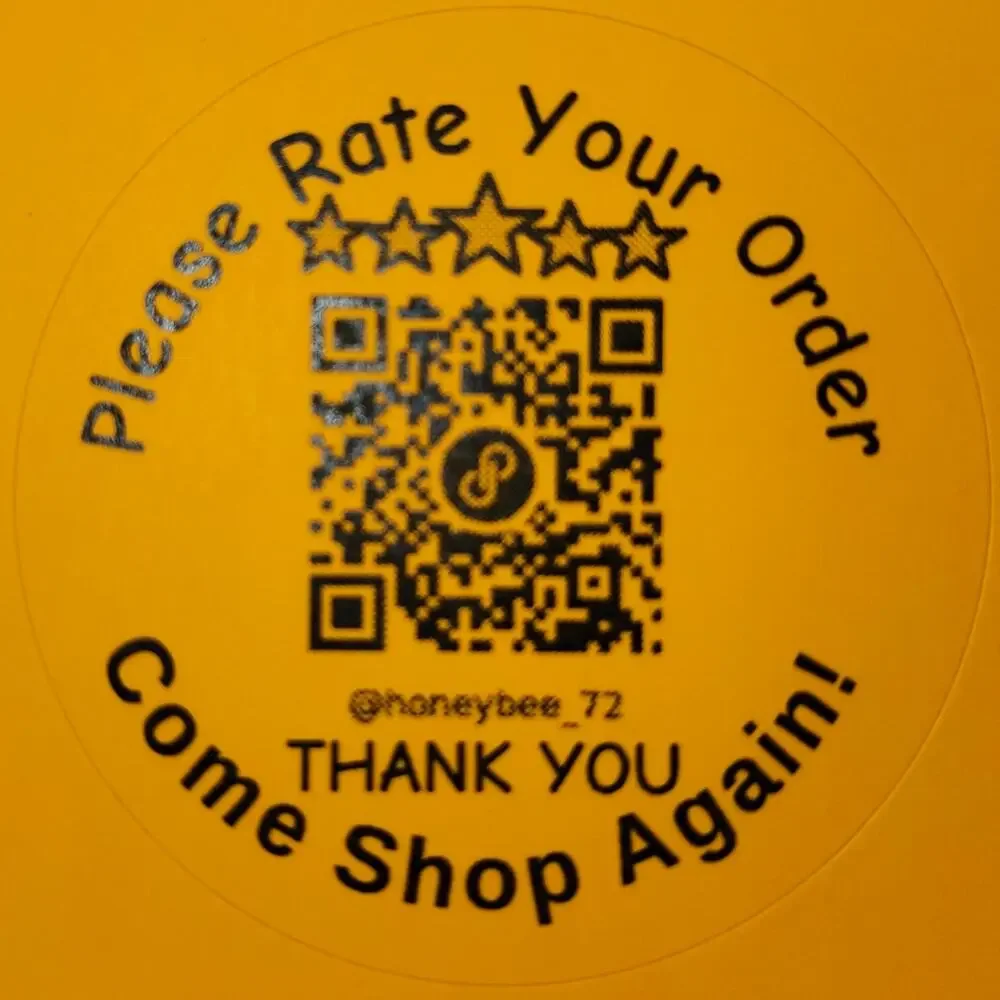 QR Labels NEON Thank You / Rate Your Order - Set of 48 - 2 sheets of 24 NWT